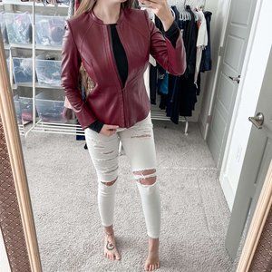 NEW Lafayette 148 New York Leather Maroon Jacket